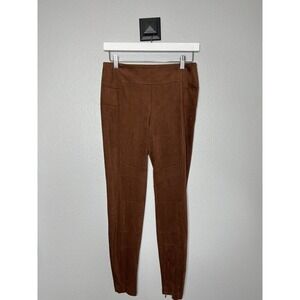 Sundance Luxe Dreams Faux Suede Leggings Pants 2 Ankle-Zip Pull On Stretch Brown